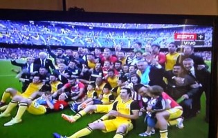 Thibaut Courtois, Aranzubia e Burgos campeões da Liga BBVA 2013/2014 pelo Atlético de Madrid!