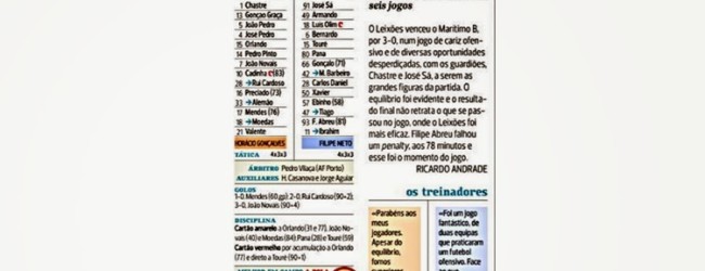 Chastre “a figura” no Leixões 3-0 Marítimo B – A Bola