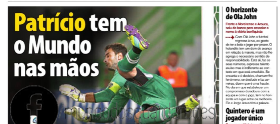 Patrício com “o Mundo nas mãos” por Rui Dias – Record