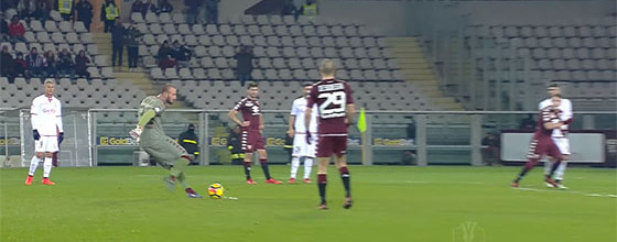 Vanja Milinkovic cobra livre à trave – Torino FC 2-0 Carpi