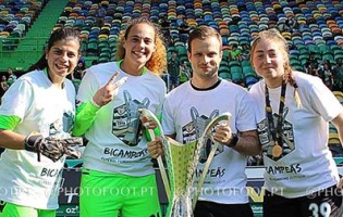 Carolina Vilão, Inês Pereira, Patrícia Morais e Gonçalo Simões campeões pelo Sporting CP com dezassete balizas virgens