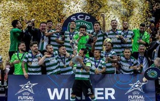 André Sousa, Guitta, Gonçalo Portugal e Raúl Oliveira campeões da Europa de Futsal pelo Sporting CP