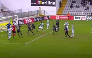 Mateus Pasinato sobe à área contrária e faz assistência de cabeça – Moreirense FC 1-1 Vitória FC